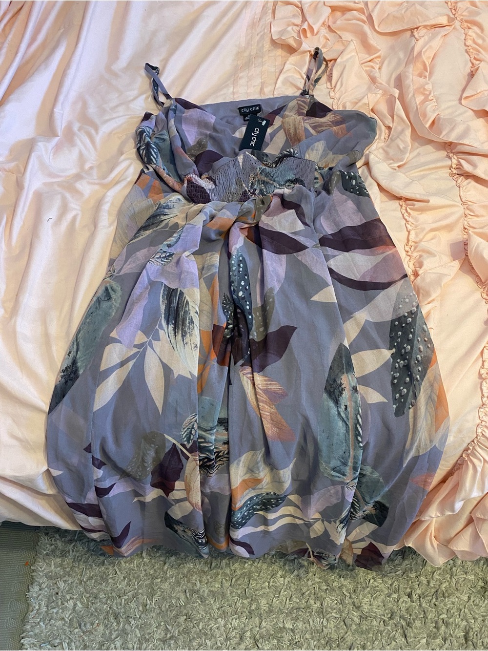 City Chic Womens Lavender Floral Casual Sundress